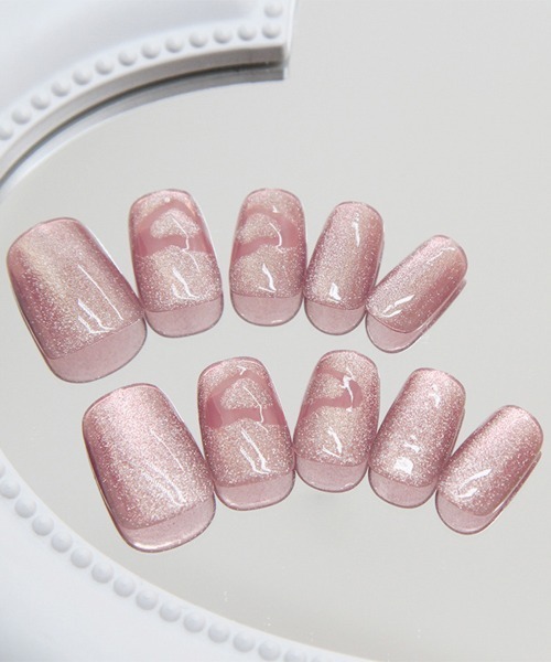 簡単にネイルチップ ハンドネイルチップ ぷっくり ハート型