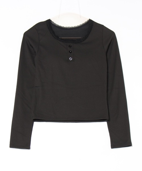 ViViDAY(ビビデー)の「【カップ付き】レース長袖インナートップス(Tシャツ/カットソー・レディース・ブラック/ホワイト/グレー・M)」の4枚目の写真