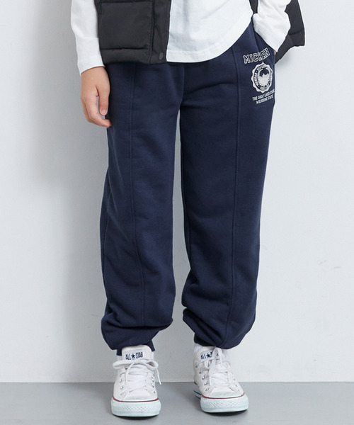 セール】キッズ 裏毛プリント付き裾リブジョガーパンツ（スウェット