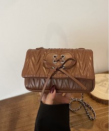 FINEnough（ファインナフ）の「リボン付きハート柄チェーンミニショルダーバッグ（ショルダーバッグ）」