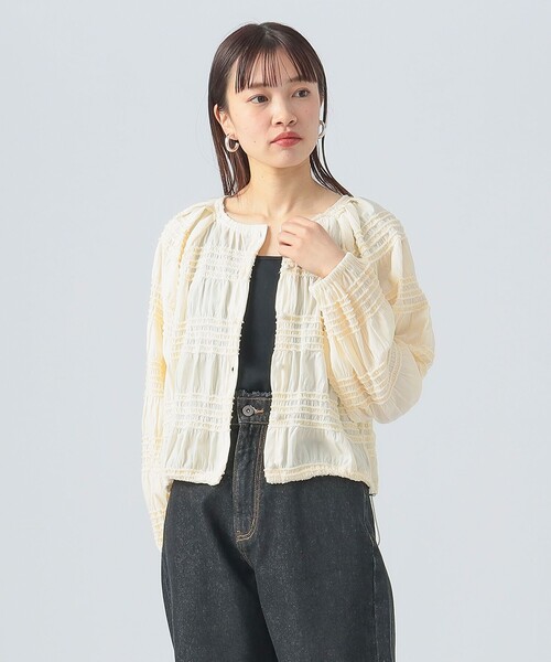 BEAMS HEART(ビームスハート)の「シャーリング 2WAY ブラウス(シャツ/ブラウス・レディース・イエロー系その他5/ブラック/ホワイト系その他5・FREE)」の2枚目の写真