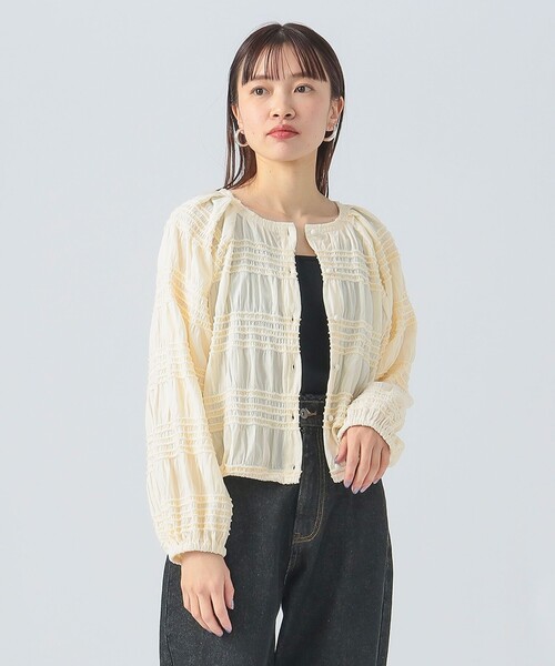 BEAMS HEART(ビームスハート)の「シャーリング 2WAY ブラウス(シャツ/ブラウス・レディース・イエロー系その他5/ブラック/ホワイト系その他5・FREE)」の6枚目の写真