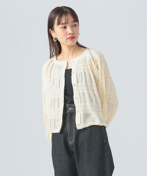BEAMS HEART(ビームスハート)の「シャーリング 2WAY ブラウス(シャツ/ブラウス・レディース・イエロー系その他5/ブラック/ホワイト系その他5・FREE)」の7枚目の写真