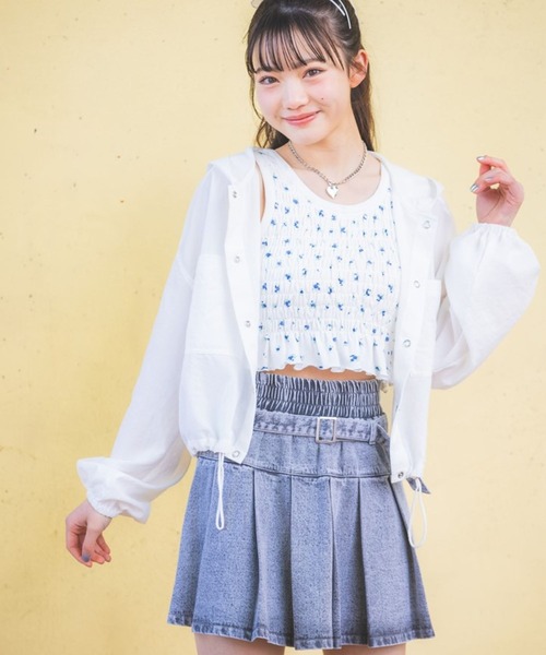 repipi armario（レピピ アルマリオ）の「【接触冷感/UVカット】スパンボイルショートパーカー（パーカー・キッズ・ホワイト/グレー/ブラック・SMALL/LARGE/MEDIUM）」の2枚目の写真