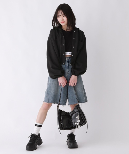 repipi armario（レピピ アルマリオ）の「【接触冷感/UVカット】スパンボイルショートパーカー（パーカー・キッズ・ホワイト/グレー/ブラック・SMALL/LARGE/MEDIUM）」の9枚目の写真