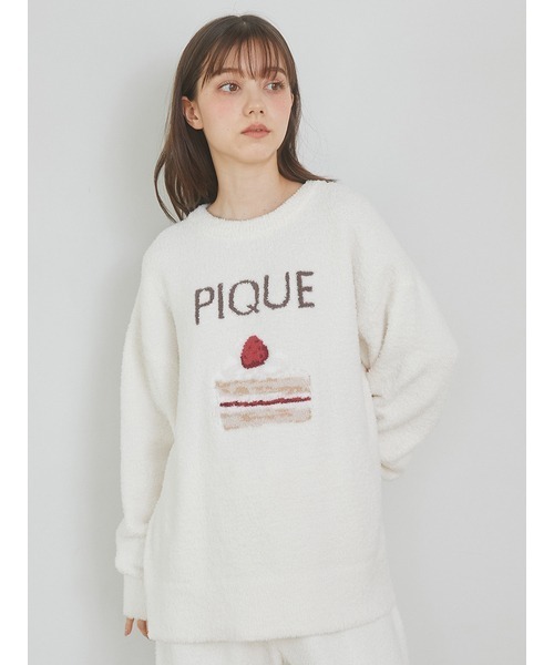 ジェラピケ上下セット　ベビモコケーキジャガードプルオーバー＆ケーキ柄ロングパンツ ジェラピケ上下セット ベビモコケーキジャガードプルオーバー＆ケーキ