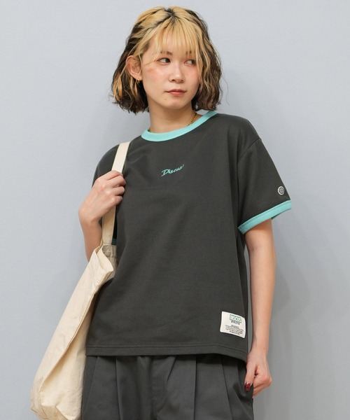 DISCUS ATHLETIC（ディスカス　アスレチック）の「DISCUS ATHLETIC/ディスカスアスレチック リンガーTシャツ 5287-5973（Tシャツ/カットソー・レディース・オートミール/スミクロ/ライトブルー・M/L）」の2枚目の写真