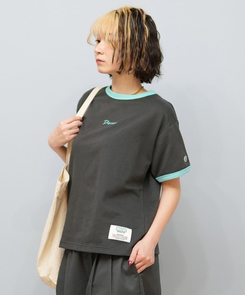 DISCUS ATHLETIC（ディスカス　アスレチック）の「DISCUS ATHLETIC/ディスカスアスレチック リンガーTシャツ 5287-5973（Tシャツ/カットソー・レディース・オートミール/スミクロ/ライトブルー・M/L）」の5枚目の写真