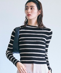 【WEB限定セール】ボートネックリブニットトップス