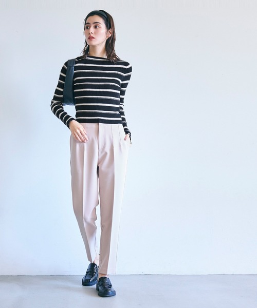 coca(coca)(コカ)の「【WEB限定セール】ボートネックリブニットトップス(ニット/セーター・レディース・アイボリー/ブラック・L/M)」の3枚目の写真