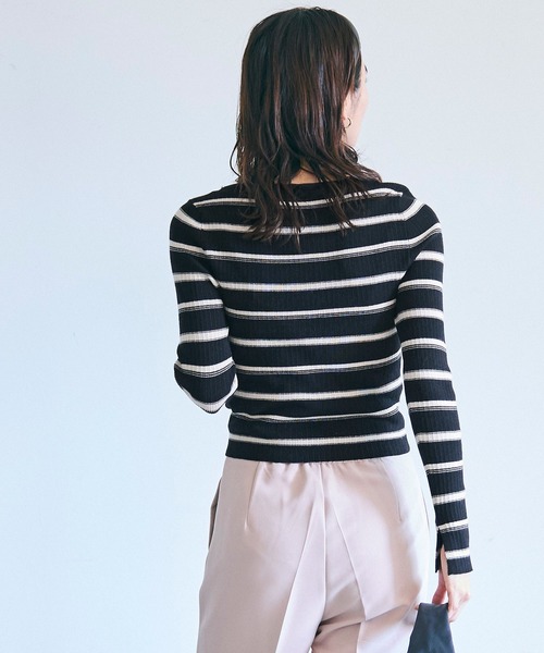 coca(coca)(コカ)の「【WEB限定セール】ボートネックリブニットトップス(ニット/セーター・レディース・アイボリー/ブラック・L/M)」の5枚目の写真