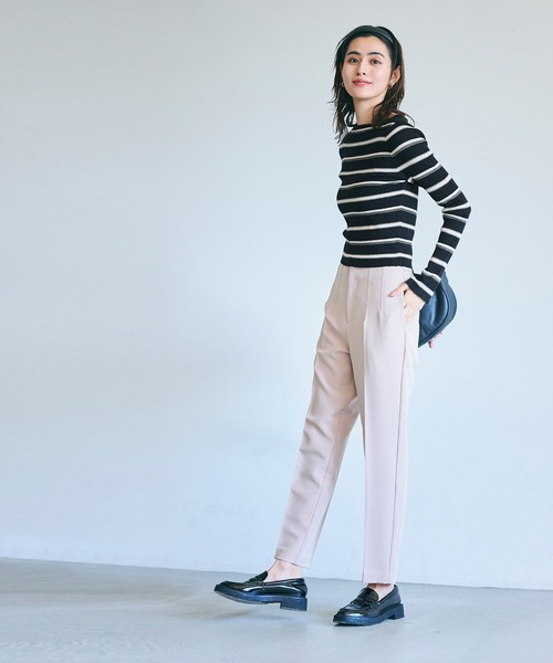 coca(coca)(コカ)の「【WEB限定セール】ボートネックリブニットトップス(ニット/セーター・レディース・アイボリー/ブラック・L/M)」の6枚目の写真