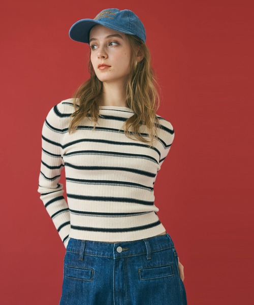 coca(coca)(コカ)の「【WEB限定セール】ボートネックリブニットトップス(ニット/セーター・レディース・アイボリー/ブラック・L/M)」の10枚目の写真