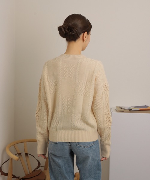 crochet patchwork knit pullover /クロシェ パッチワーク