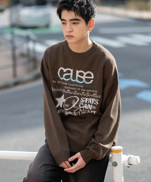 WEGO（ウィゴー）の「WEGO/スプレーグラフィックニットプルオーバー（ニット/セーター・メンズ・オフホワイト/グレー/ブラウン・MEDIUM/LARGE）」の11枚目の写真