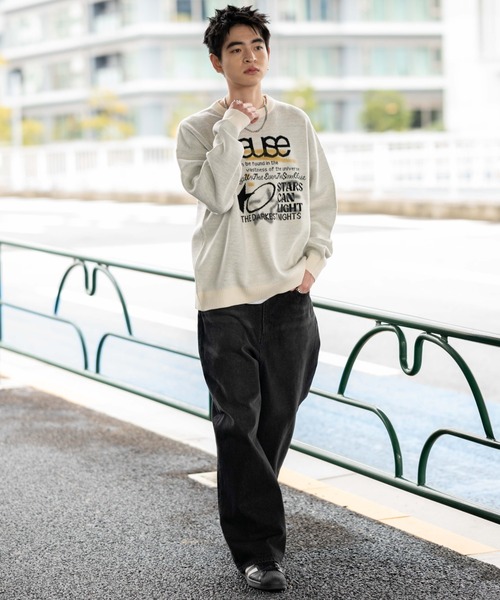 WEGO（ウィゴー）の「WEGO/スプレーグラフィックニットプルオーバー（ニット/セーター・メンズ・オフホワイト/グレー/ブラウン・MEDIUM/LARGE）」の17枚目の写真