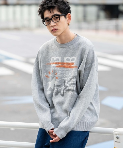 WEGO（ウィゴー）の「WEGO/スプレーグラフィックニットプルオーバー（ニット/セーター・メンズ・オフホワイト/グレー/ブラウン・MEDIUM/LARGE）」の18枚目の写真