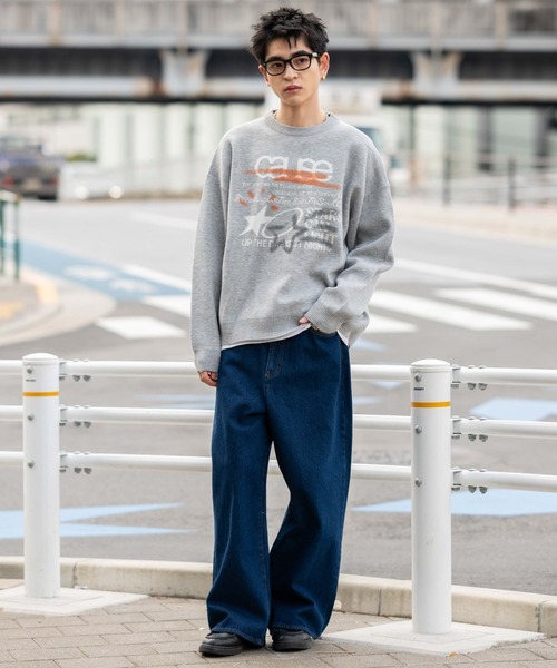 WEGO（ウィゴー）の「WEGO/スプレーグラフィックニットプルオーバー（ニット/セーター・メンズ・オフホワイト/グレー/ブラウン・MEDIUM/LARGE）」の21枚目の写真