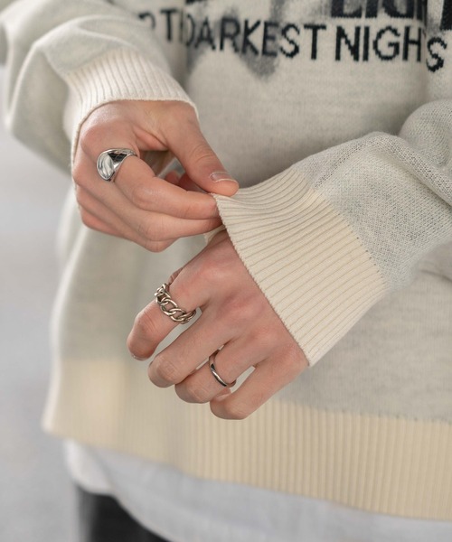 WEGO（ウィゴー）の「WEGO/スプレーグラフィックニットプルオーバー（ニット/セーター・メンズ・オフホワイト/グレー/ブラウン・MEDIUM/LARGE）」の7枚目の写真