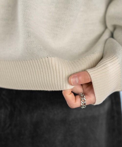 WEGO（ウィゴー）の「WEGO/スプレーグラフィックニットプルオーバー（ニット/セーター・メンズ・オフホワイト/グレー/ブラウン・MEDIUM/LARGE）」の9枚目の写真