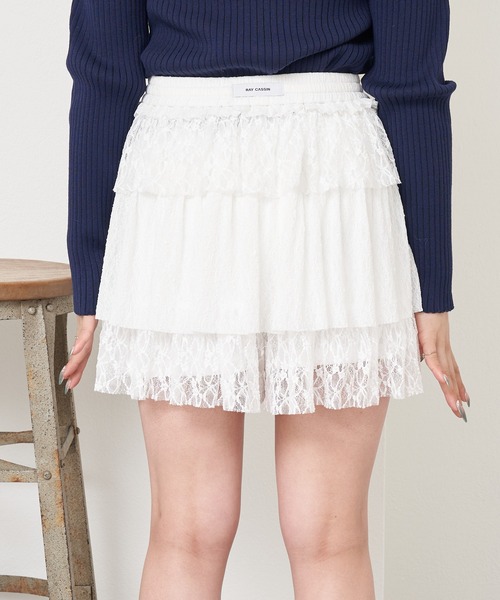 RAY CASSIN(レイカズン)の「レースティアードミニスカパン(スカート・レディース・ホワイト系その他2/ホワイト/ネイビー・FREE)」の15枚目の写真