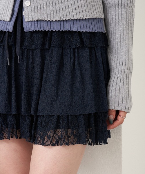 RAY CASSIN(レイカズン)の「レースティアードミニスカパン(スカート・レディース・ホワイト系その他2/ホワイト/ネイビー・FREE)」の12枚目の写真