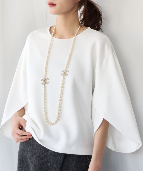 ELFRANK(エルフランク)の「チューリップスリーブダンボールプルオーバー(Tシャツ/カットソー・レディース・グレー/オフホワイト/ブラック・FREE)」の12枚目の写真