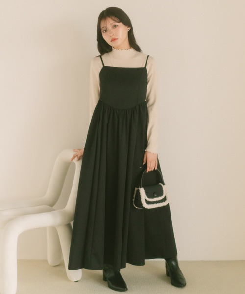 セール】ラウンドカットビスチェデザインギャザーフレアキャミ