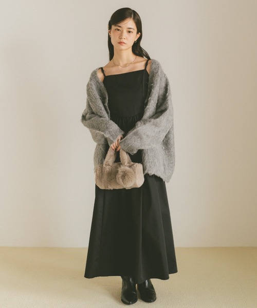 VANNIE U(ヴァニーユー)の「ラウンドカットビスチェデザインギャザーフレアキャミワンピース(ワンピース・レディース・ブラック/ホワイト/ブラウン/テラコッタ・FREE)」の18枚目の写真