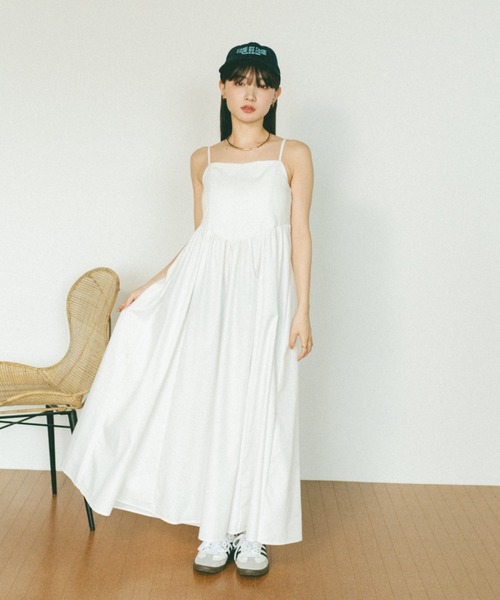 セール】ラウンドカットビスチェデザインギャザーフレアキャミ