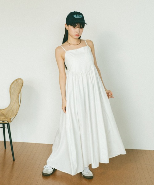 セール】ラウンドカットビスチェデザインギャザーフレアキャミ