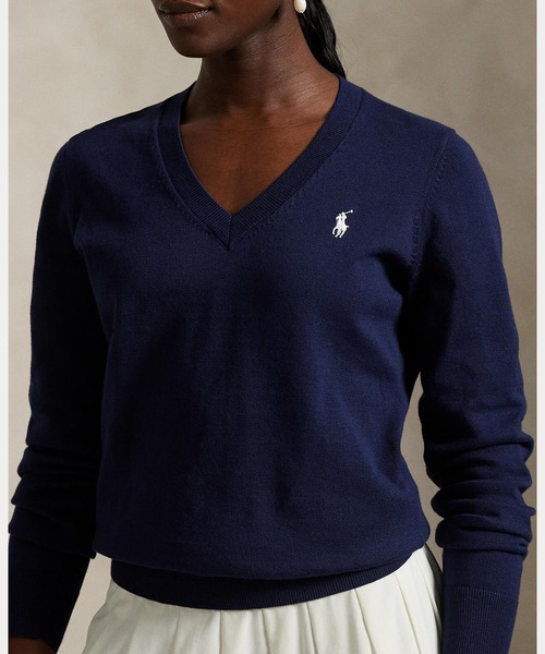 POLO GOLF(ポロ ゴルフ)の「コットンブレンド Vネック セーター(ニット/セーター・レディース・ネイビー系1・S/M/XS)」の7枚目の写真