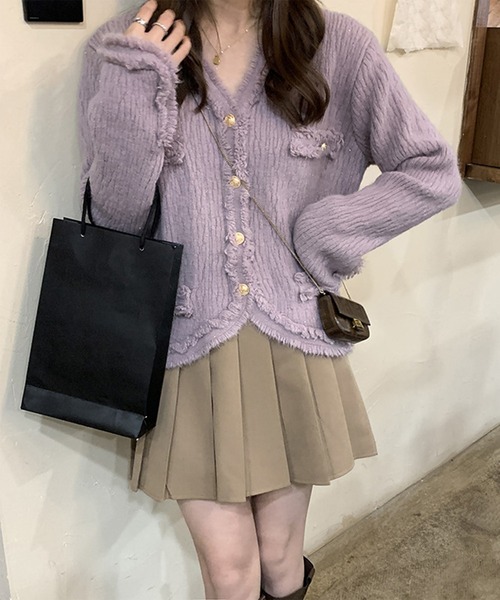 Jasmine Grandiflorum（ジャスミングランディフローラム）の「【Jasmine】ツイード風フリンジニットカーディガン（カーディガン/ボレロ・レディース・ブラック/ホワイト/ブルー/パープル/ピンク・FREE）」の19枚目の写真