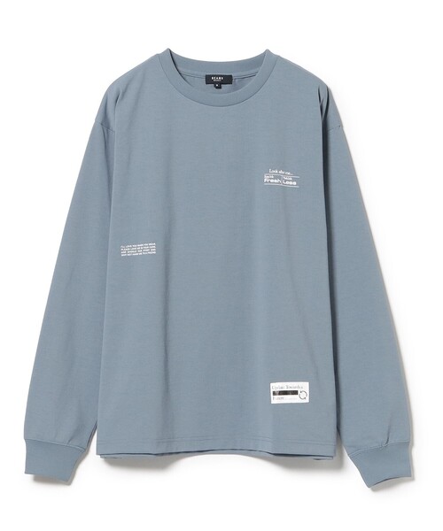 BEAMS HEART（ビームスハート）の「コットン ライク 多機能 カットソー（速乾・毛玉軽減）（Tシャツ/カットソー・メンズ・ホワイト/ブルー・SMALL/MEDIUM/LARGE）」の2枚目の写真