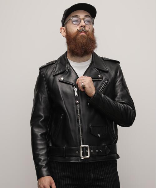 schott（ショット）の「Schott/ショット/217US SHEEP ONESTAR/シープ ワンスター ジャケット（ライダースジャケット・メンズ・ブラック・36/44/40/38/42/34）」の3枚目の写真