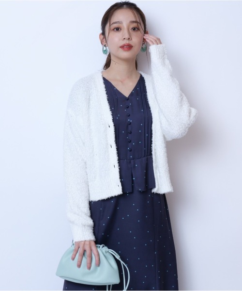 透かし編みフリルニットカーディガン（カーディガン/ボレロ）｜merry