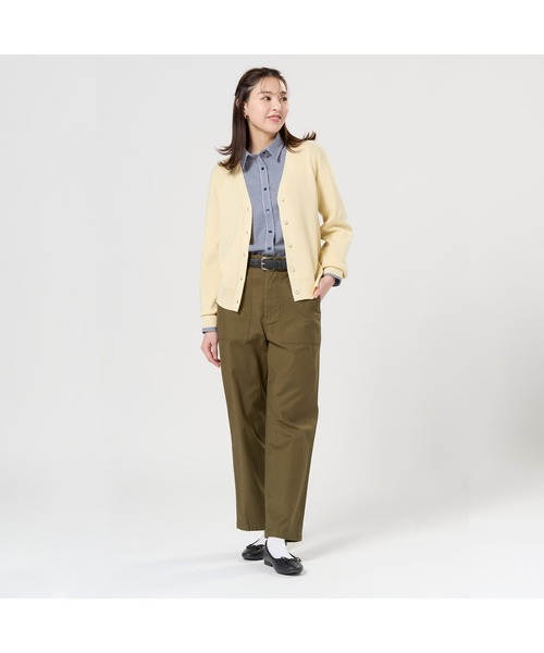 TOKYO SHIRTS（トウキョウシャツ）の「畔編みVネック レディースニットカーディガン（カーディガン/ボレロ・レディース・ベージュ/ネイビー/ピンク/イエロー・LL/M/L）」の7枚目の写真