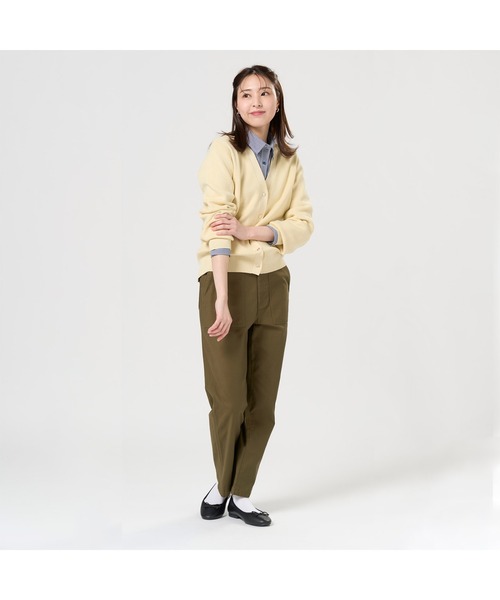 TOKYO SHIRTS（トウキョウシャツ）の「畔編みVネック レディースニットカーディガン（カーディガン/ボレロ・レディース・ベージュ/ネイビー/ピンク/イエロー・LL/M/L）」の8枚目の写真