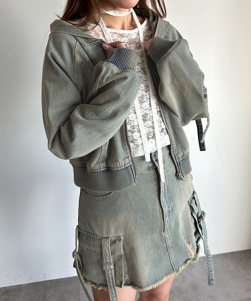 apres jour mignon(アプレジュールミニョン)の「【SETUP可能】デニムパーカー【ZOZOTOWN限定アイテム】(パーカー・レディース・ブルー/ブラック・X-LARGE/フリー)」の14枚目の写真