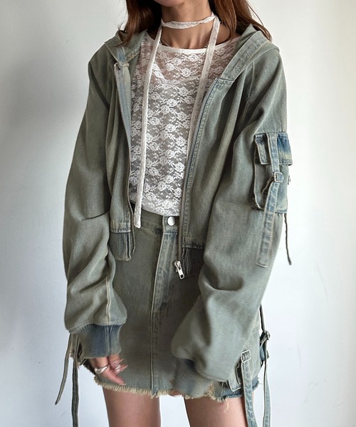 apres jour mignon(アプレジュールミニョン)の「【SETUP可能】デニムパーカー【ZOZOTOWN限定アイテム】(パーカー・レディース・ブルー/ブラック・X-LARGE/フリー)」の15枚目の写真