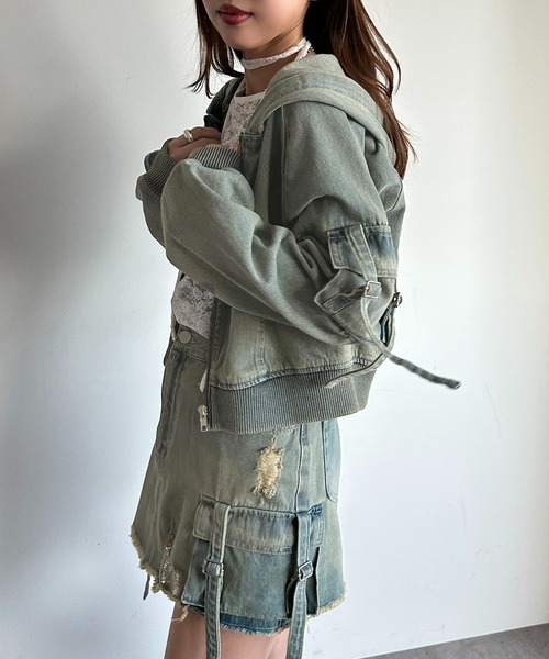 apres jour mignon(アプレジュールミニョン)の「【SETUP可能】デニムパーカー【ZOZOTOWN限定アイテム】(パーカー・レディース・ブルー/ブラック・X-LARGE/フリー)」の17枚目の写真