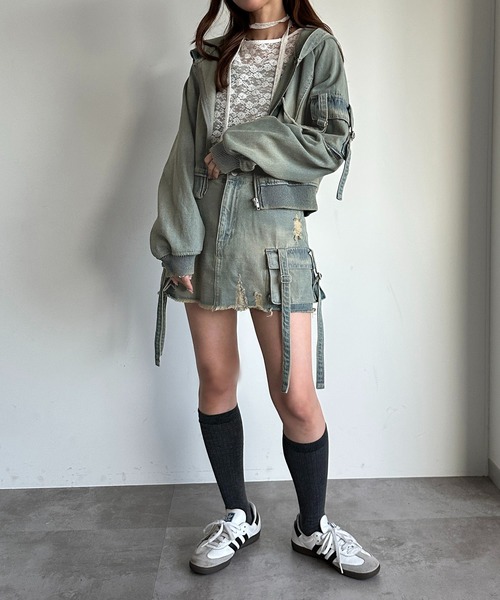 apres jour mignon(アプレジュールミニョン)の「【SETUP可能】デニムパーカー【ZOZOTOWN限定アイテム】(パーカー・レディース・ブルー/ブラック・X-LARGE/フリー)」の20枚目の写真