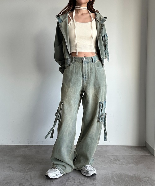 apres jour mignon(アプレジュールミニョン)の「【SETUP可能】デニムパーカー【ZOZOTOWN限定アイテム】(パーカー・レディース・ブルー/ブラック・X-LARGE/フリー)」の4枚目の写真