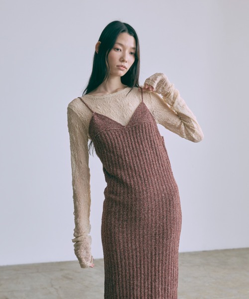 EN NEUME（エンノイム）の「【Set Up】Melange Ribbed Knit Dress（ワンピース・レディース・ブラウン/レッド・FREE）」の15枚目の写真