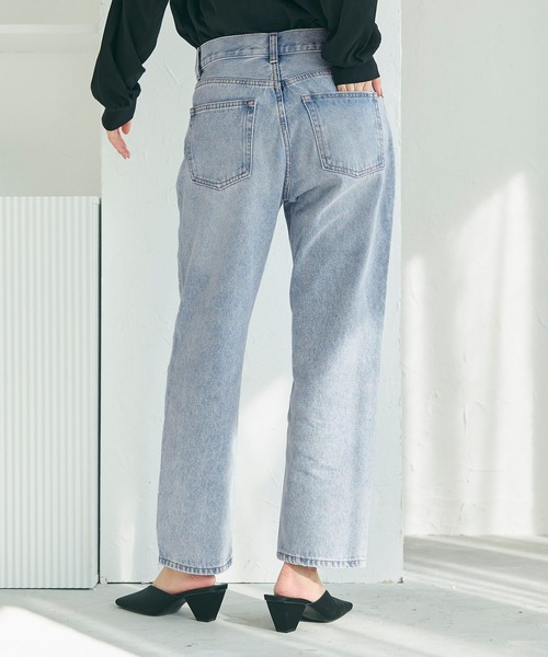 coca（coca）（コカ）の「ウォッシュドデニムテーパードパンツ（デニムパンツ・レディース・ブルー/ライトブルー・S/M/L）」の4枚目の写真