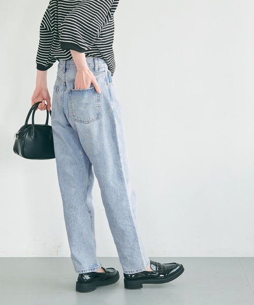 coca（coca）（コカ）の「ウォッシュドデニムテーパードパンツ（デニムパンツ・レディース・ブルー/ライトブルー・S/M/L）」の7枚目の写真
