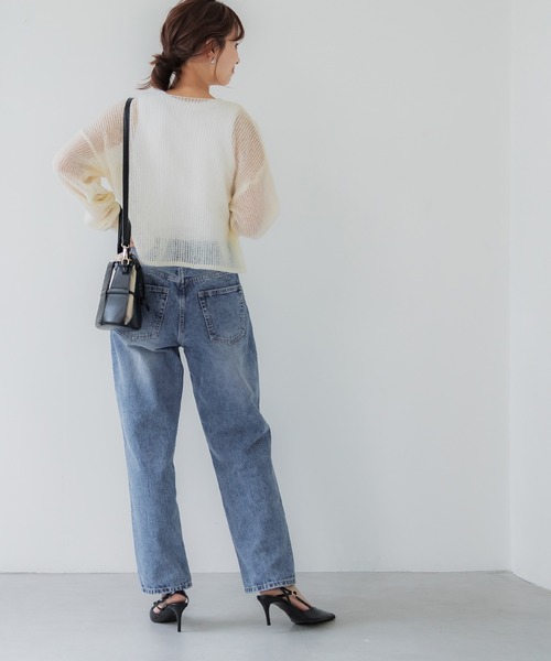 coca（coca）（コカ）の「ウォッシュドデニムテーパードパンツ（デニムパンツ・レディース・ブルー/ライトブルー・S/M/L）」の12枚目の写真