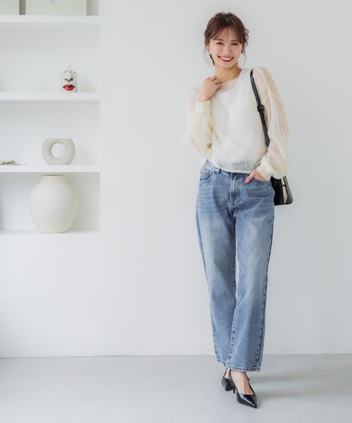coca（coca）（コカ）の「ウォッシュドデニムテーパードパンツ（デニムパンツ・レディース・ブルー/ライトブルー・S/M/L）」の13枚目の写真