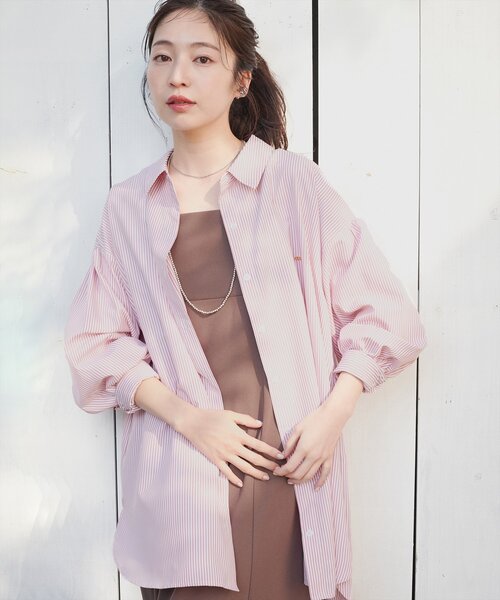 natural couture（ナチュラルクチュール）の「ストライプBIGシャツ（Tシャツ/カットソー・レディース・ブルー系その他/ピンク系その他/イエロー系その他・FREE）」の3枚目の写真