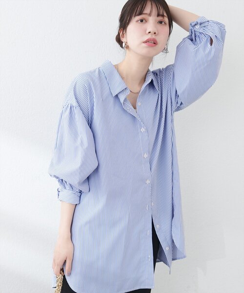 natural couture（ナチュラルクチュール）の「ストライプBIGシャツ（Tシャツ/カットソー・レディース・ブルー系その他/ピンク系その他/イエロー系その他・FREE）」の17枚目の写真